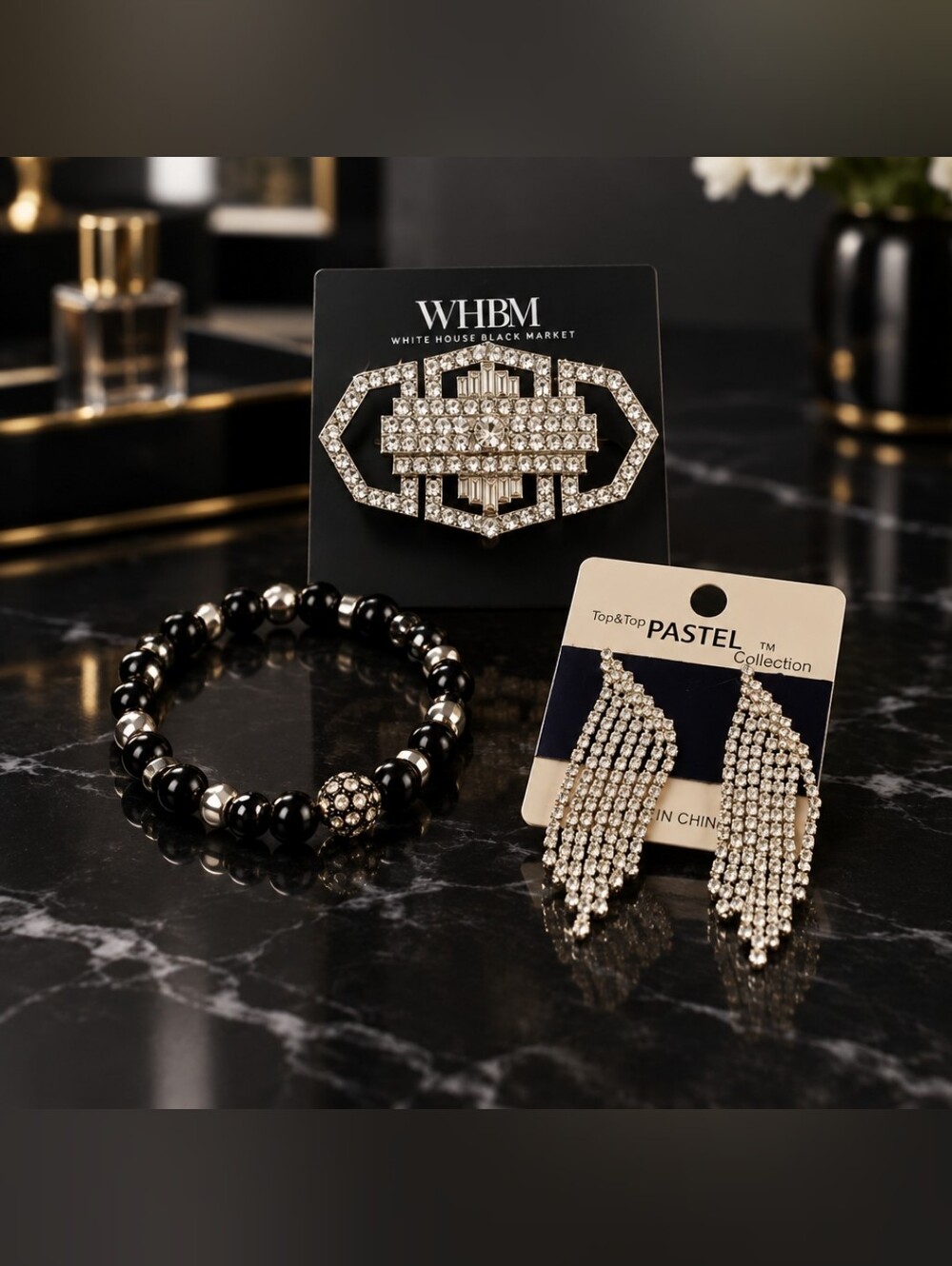 White House Black Market Pin With Matching Earrings And Bracelet